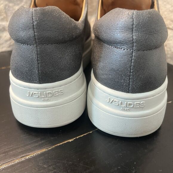 J/Slides NYC Women's Dark Grey Suede Noel Platform Sneaker Size 6 M Slip On - Picture 7 of 8